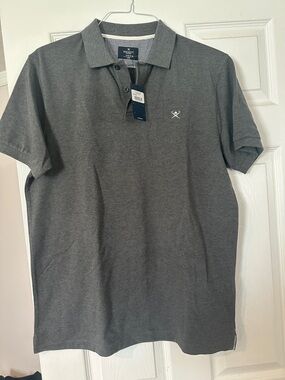 Hackett Men's Charcoal Gray Polo with Small Chest Emblem